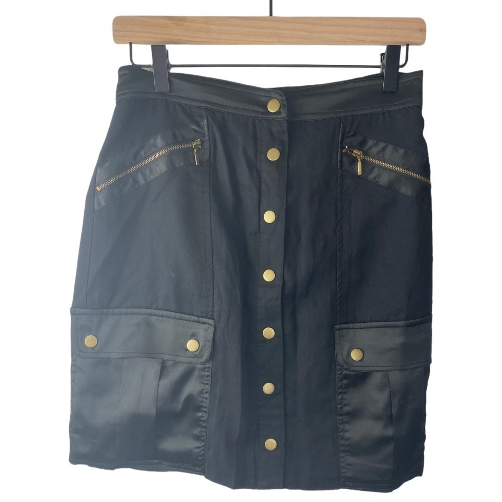 Xoxo Faux Leather Button‎ Front y2k Style Black Skirt Sz Medium NWT